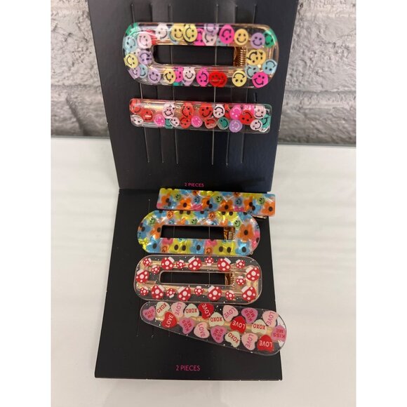 No Bo Hair Clips 6 Multicolored Clips - Picture 1 of 3